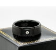 thumbnail image 2 of Beveled Black Tungsten Carbide Wedding Band with 0.07ctw Diamond - Brushed Comfort Fit Tungsten Anniversary Ring -#223WDs10, 2 of 3
