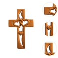 thumbnail image 2 of Estatua de cruz de pared con corazón entrelazado, hecha a mano, regalo para el día de San Valentín, cruz de matrimonio, cruz de madera tallada para el Color de la madera, 2 of 6