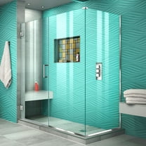 DreamLine Unidoor Plus 60 1/2 in. W x 34 3/8 in. D x 72 in. H Frameless Hinged Shower Enclosure in Chrome