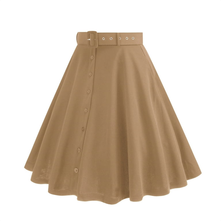 Mqqzkk Women's Daily Work Shirt Fashion Button Up Skirt Pleated