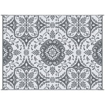 Patio Furniture Sets Outsunny Reversible Outdoor Rug Carpet, 9' x 12' Waterproof Plastic Straw Rug, Portable RV Camping Rugs with Carry Bag, Large Floor Mat for Backyard, Deck, Picnic, Beach, Gray &