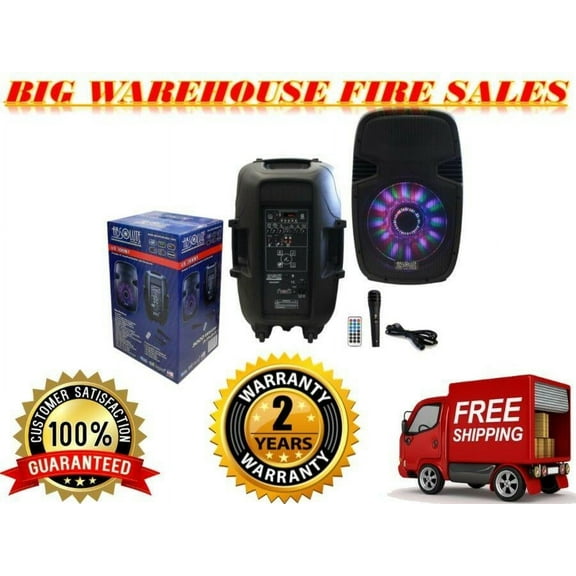 ABSOLUTE US3000BT 15" 2-Way PA/DJ Speaker with LED, Built-In Bluetooth, FM Radio