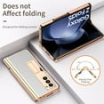 thumbnail image 5 of Dteck for Samsung Galaxy Z Fold 5 Case Hinge Protection Metal Stand Plating Leather Hybrid Full Body Protective Cover with S Pen Holder, Built-in Screen Protector All-Inclusive Cover,White, 5 of 8
