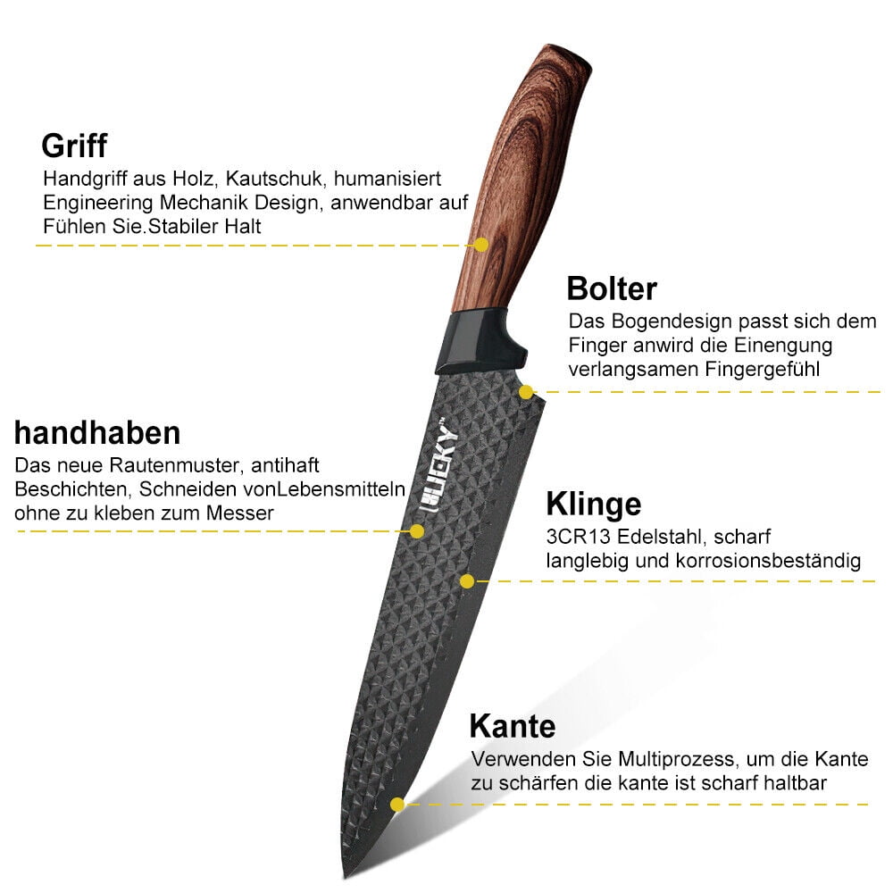6 Pieces Professional Kitchen Knives Set With Giftbox, High Carbon Stainless Steel Forged Kitchen Knife Set, Sharp Chef Knife Set For Chef Cooking Paring Cutting Slicing