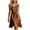 Brown, variant on 2026 Summer Dress for Women Elegant Satin Sleeveless Party Dress with Pearl Beaded Neckline & Waist Bow Tie