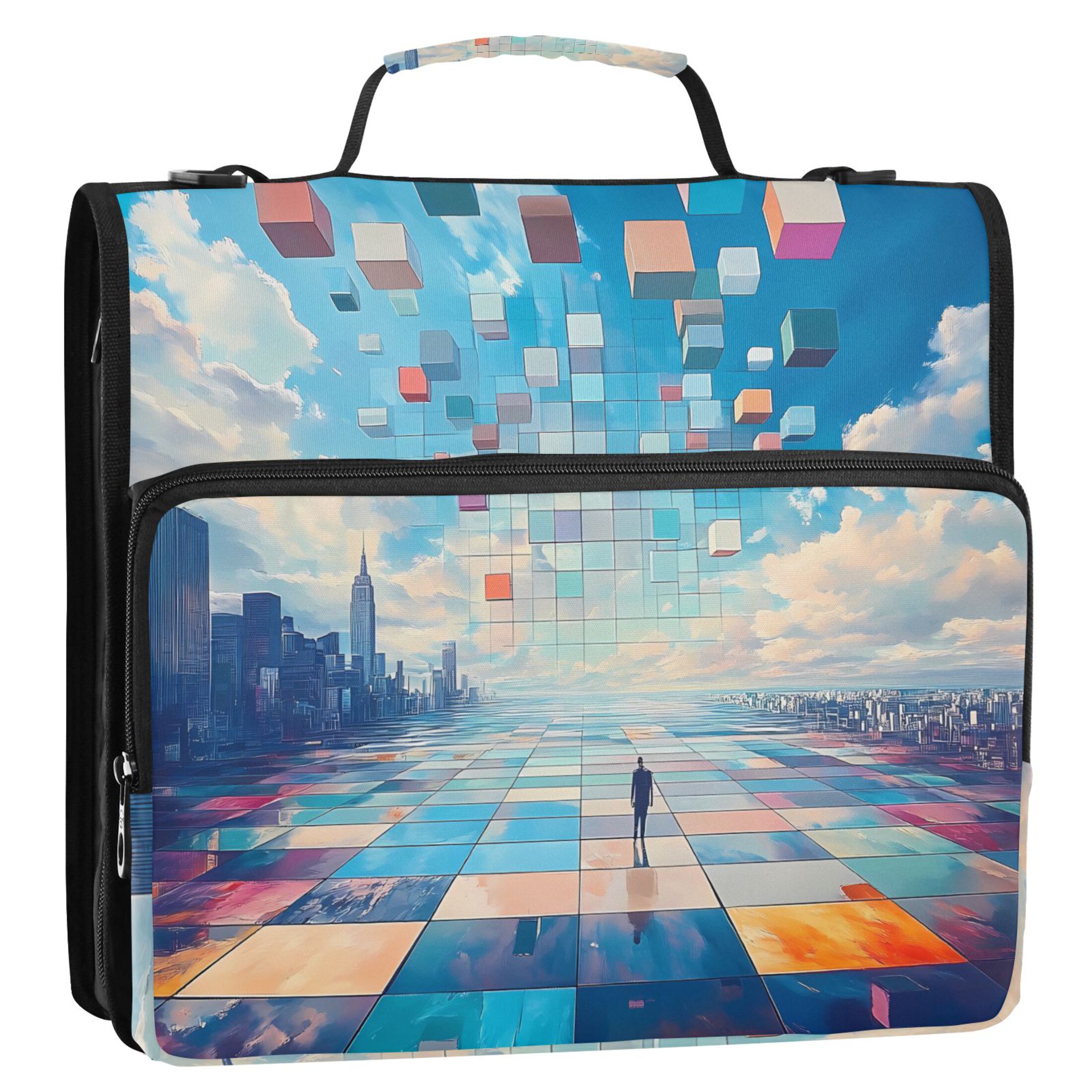 3 Ring Zipper Binder with Shoulder Strap Waterproof Trapper Keeper 2 Inch D-Ring 500 Sheets Capacity Endless Square