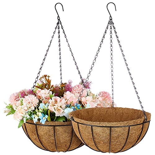 Maceta colgante ZeediX de metal con forro de fibra de coco, 14 cm