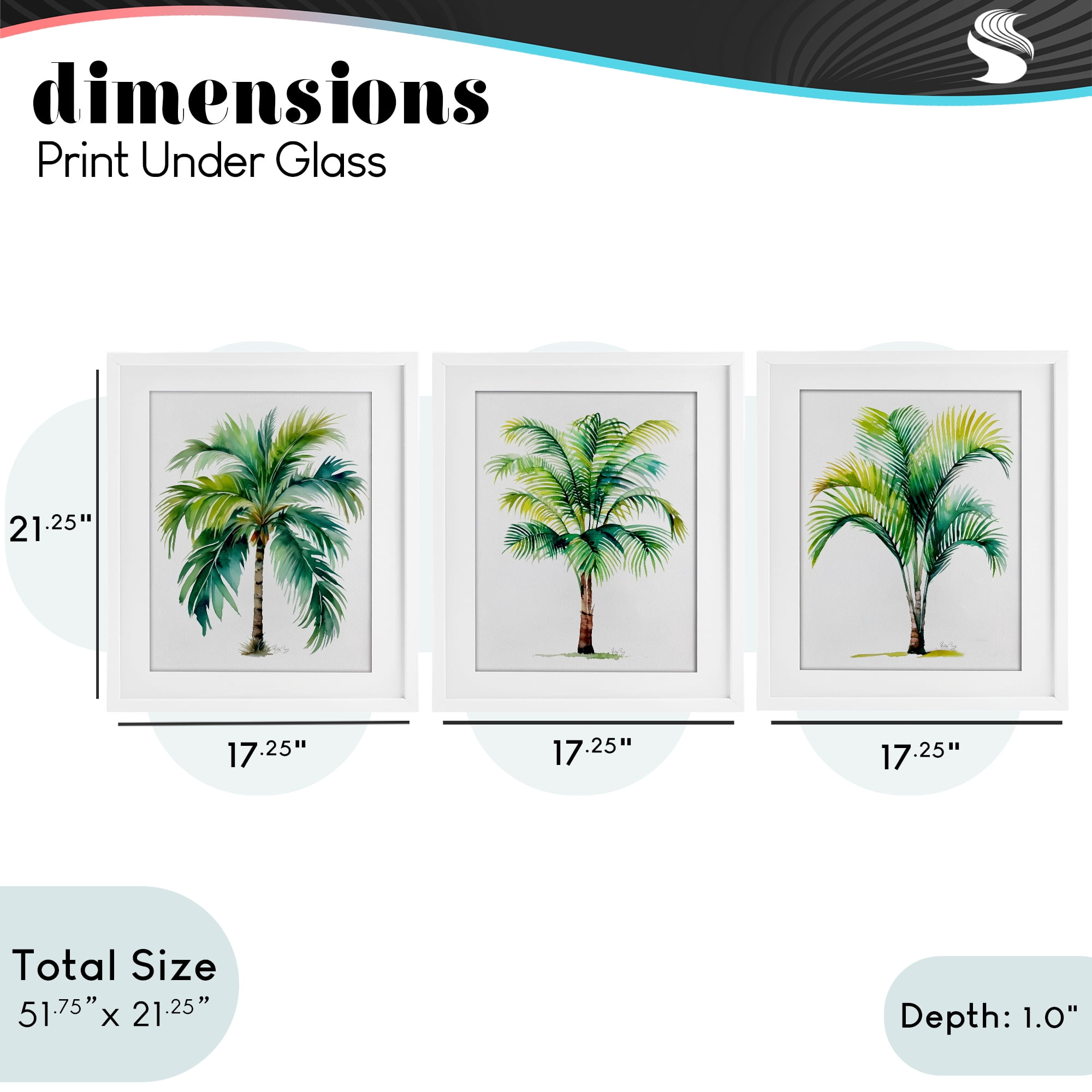 Stupell Industries Exotic Lagoon Palms 3 Piece White Framed Print Under Glass Set, design by Shelly Craig