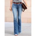 thumbnail image 4 of Boot Cut Jeans for Women Mid Waist Tummy Control Trendy Flare Jeans Straight Denim Pants Light Blue S, 4 of 7