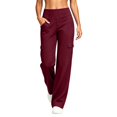 thumbnail image 2 of Women's Yoga Pants with 6 Cargo Pockets Wide Leg Cargo Pants Stretchy Soft Fabric Slim Fit, Pull On, Tummy Control Leggings, Wide Leg, Skinny, Comfort, Hiking Wine S, 2 of 9