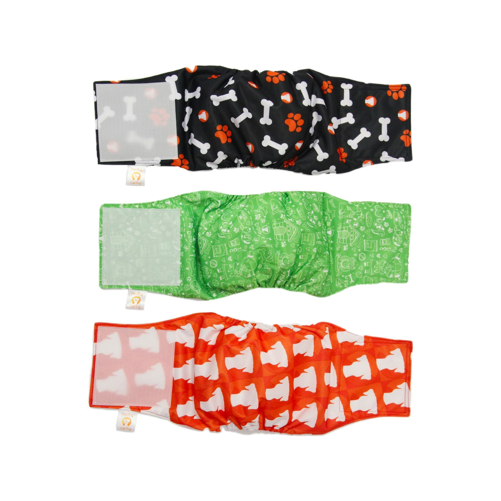 3 Pack Set Size PETTING IS CARING Male Dog Wraps Washable & Reusable Belly Band Diapers Materials Durable Machine Washable Solution for Pets Incontinence Long Travels 
