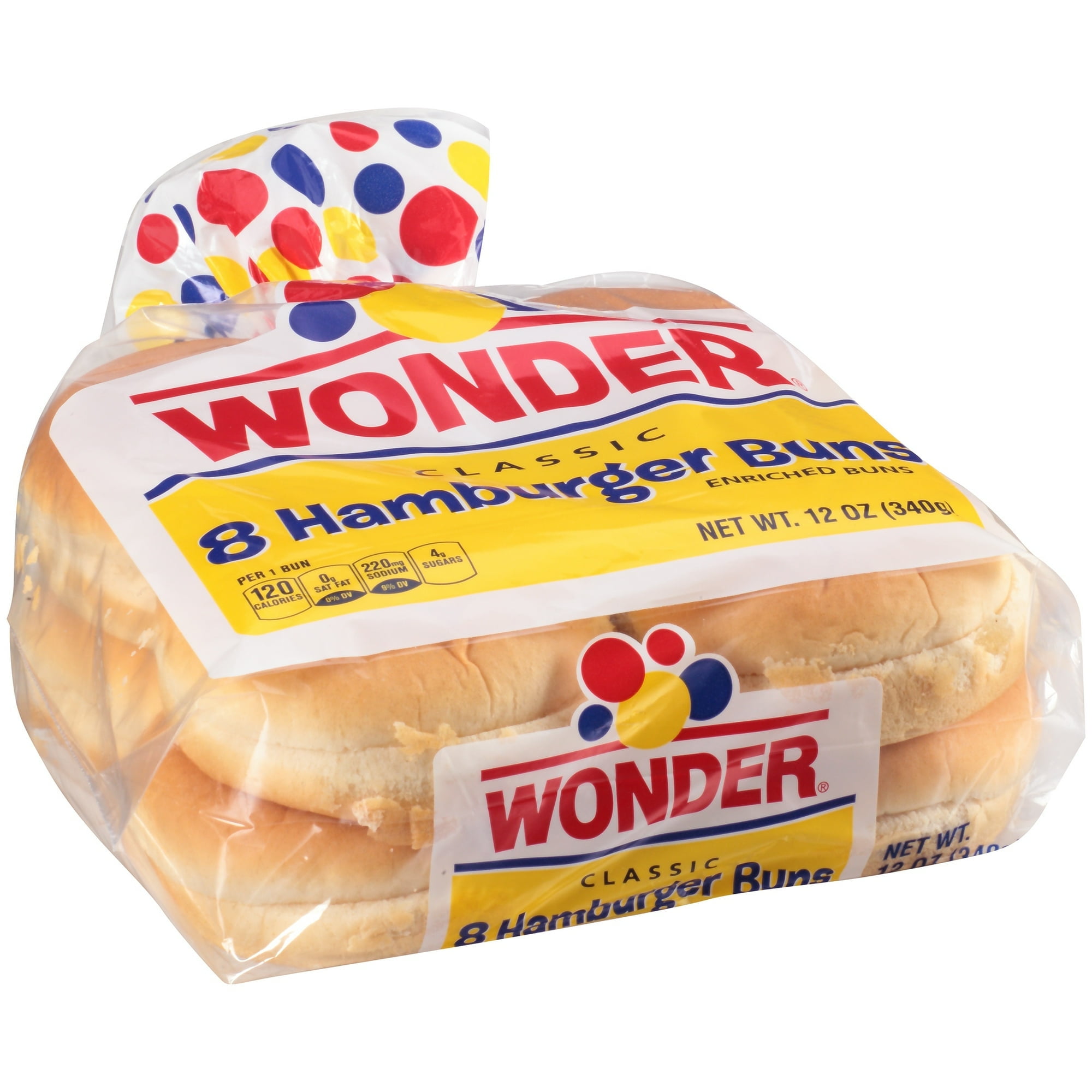 Wonder Bread Classic Extra Soft White Bread Hamburger Buns, 15 oz, 8 Count (Pack of 4)