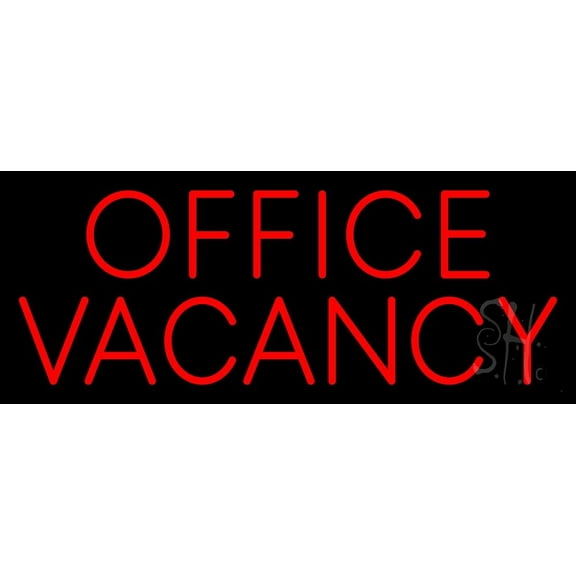 Red Office Vacancy LED Neon Sign 13 x 32 - inches, Black Square Cut Acrylic Backing, with Dimmer - Bright and Premium built indoor LED Neon Sign for Defence Force.