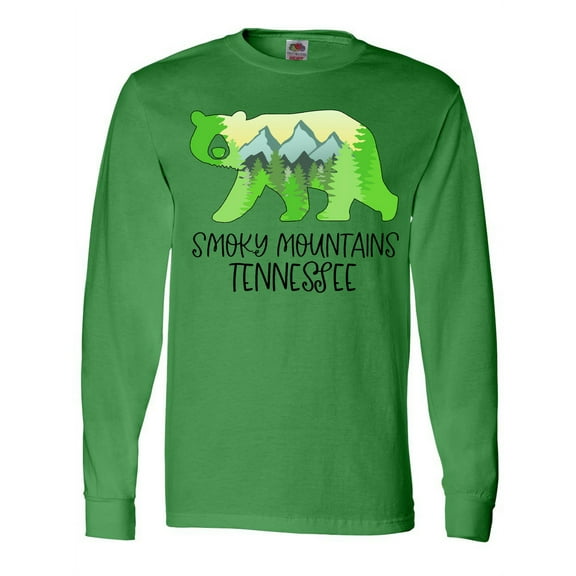 Inktastic Smoky Mountains, Tennessee- Mountains and Bear Shape Long Sleeve T-Shirt