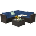 thumbnail image 3 of Gymax 6PCS Rattan Patio Sectional Sofa Conversation Set Outdoor w/ Navy Cushions, 3 of 6
