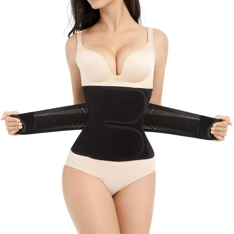 Huachen Women Postpartum Girdle Corset Recovery Belly Band Wrap Belt,  Black/XL 