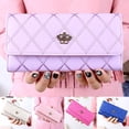 thumbnail image 2 of HEVIRGO Femmes Mode Couronne Losange Modèle Faux Cuir Pochette Portefeuille Long Sac à Main, 2 of 10