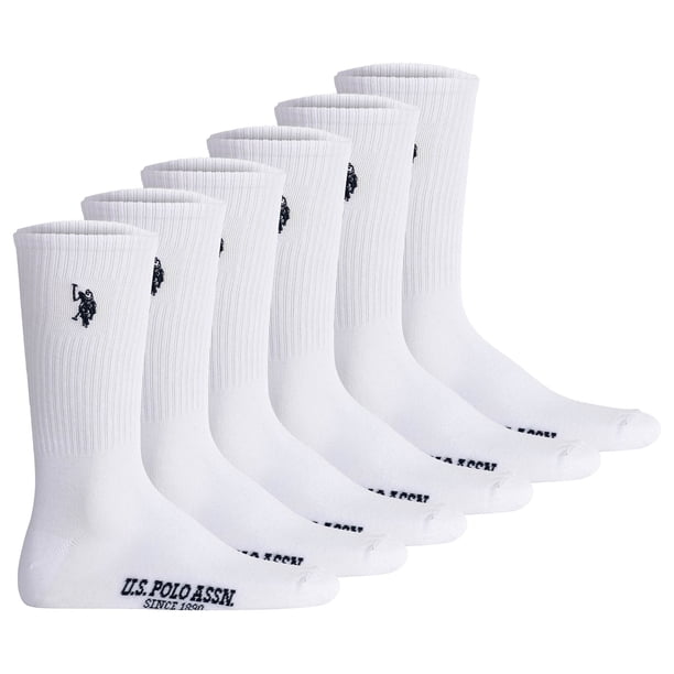 U.S. POLO ASSN. Calcetines de tenis para hombre, paquete de 6 - calcetines deportivos, logotipo, mezcla de algodón Blanco 39-42