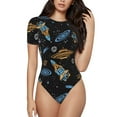 thumbnail image 2 of Picia Space Rocket Womens One Piece Swimsuits Modest Tummy Control Bathing Suits Lace Up Slimming Swim Suit-X-Large, 2 of 9
