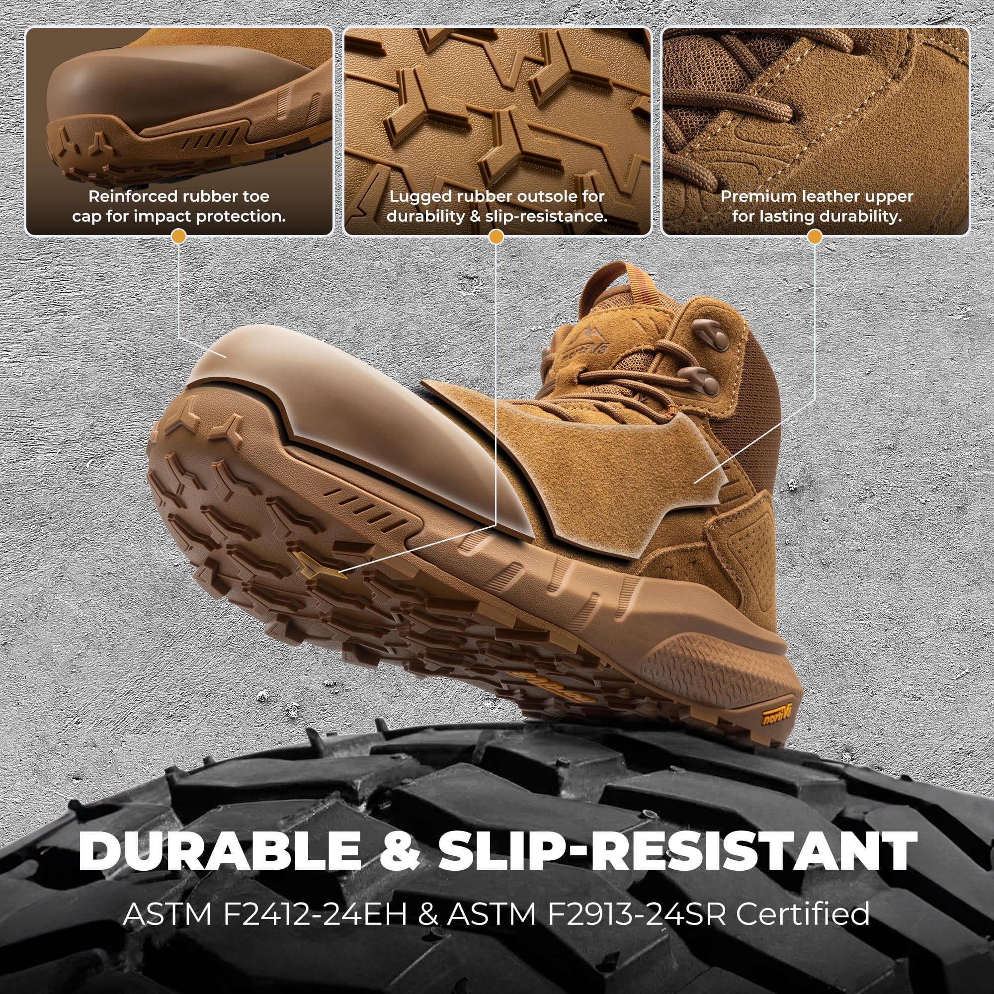 NORTIV 8 Waterproof Composite Toe Work Boots for Men – Lightweight