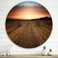 thumbnail image 2 of Designart 'A Field Full of Hay Bales At Sunset Landscape' Farmhouse Circle Metal Wall Art 29x29 - Disc of 29, 2 of 5