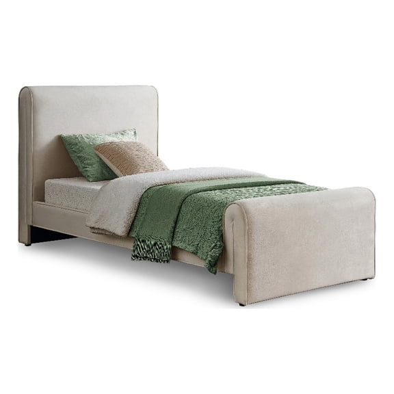 Meridian Furniture Sloan Cream Velvet Twin Bed