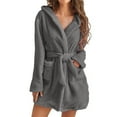 thumbnail image 2 of Robe en Molleton Molleton Doux Manches Mi-Longueur Femmes Peignoir, 2 of 3