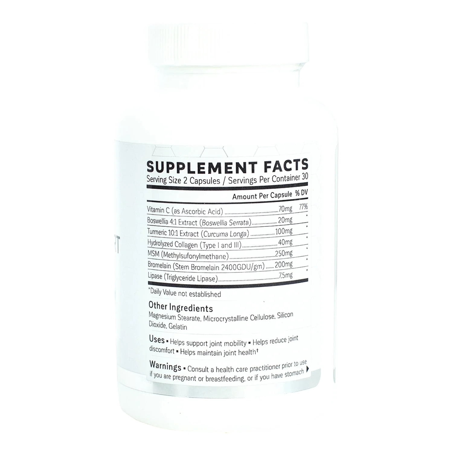 Kalaya Naturals 7X Joint Support Supplement 60 Capsules with Boswellia, Turmeric, MSM, Bromelain, Lipase and Vitamin C