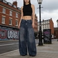thumbnail image 2 of QHFBli Wide Leg Jeans for Women Trendy High Waisted Stretchy Baggy Loose Casual Plus Size Boyfriend Denim Pants with Pockets, 2 of 4