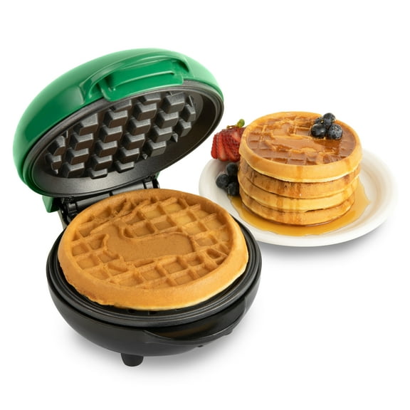 Nostalgia MyMini Personal Electric Waffle Maker, 3-3/4"H x 6-1/2"W x 5-1/4"D, Green Reindeer