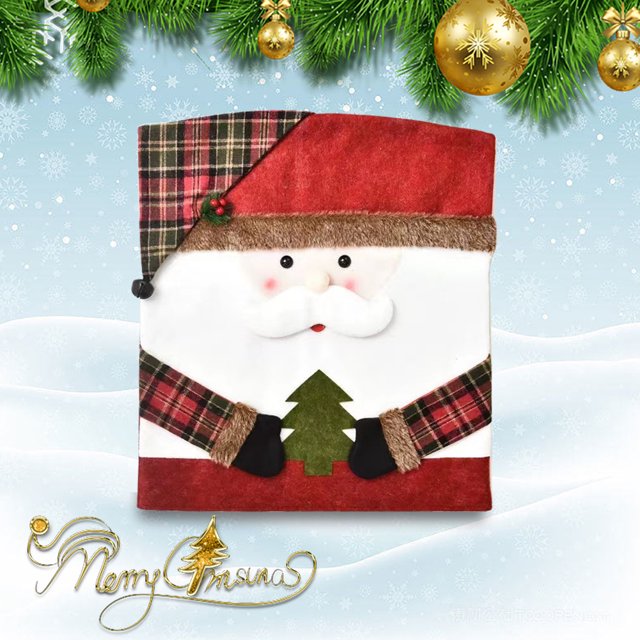 Funda de silla de dibujos animados de Navidad Funda de asiento linda Decoración de año nuevo para el hogar (Papá Noel)