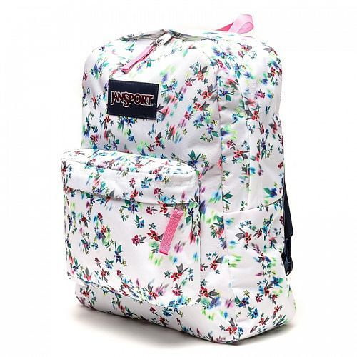 white floral backpack