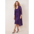 thumbnail image 4 of Roaman's Women's Plus Size 3/4 Sleeve Formal Duster Sequin – Embellished Lace Dress Set, 4 of 5