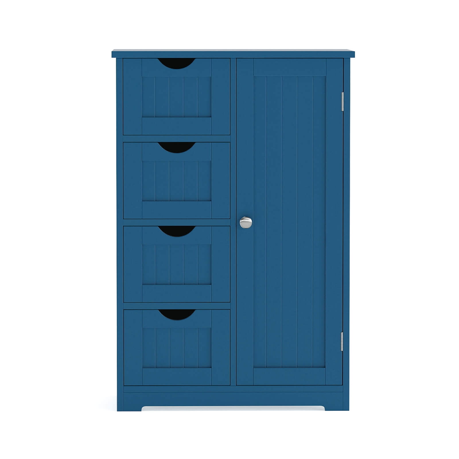 Costway Wooden 4 Drawer Free Standing Bathroom Floor Cabinet Storage Cupboard Adjustable Blue