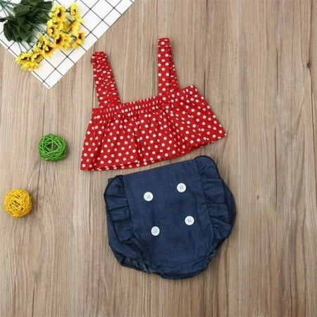

2Pcs Newborn Toddler Kids Baby Girls Tops Dot Vest Sunsuit+Tutu Bloomers Bottom Princess Party Clothes Sets 0-24M