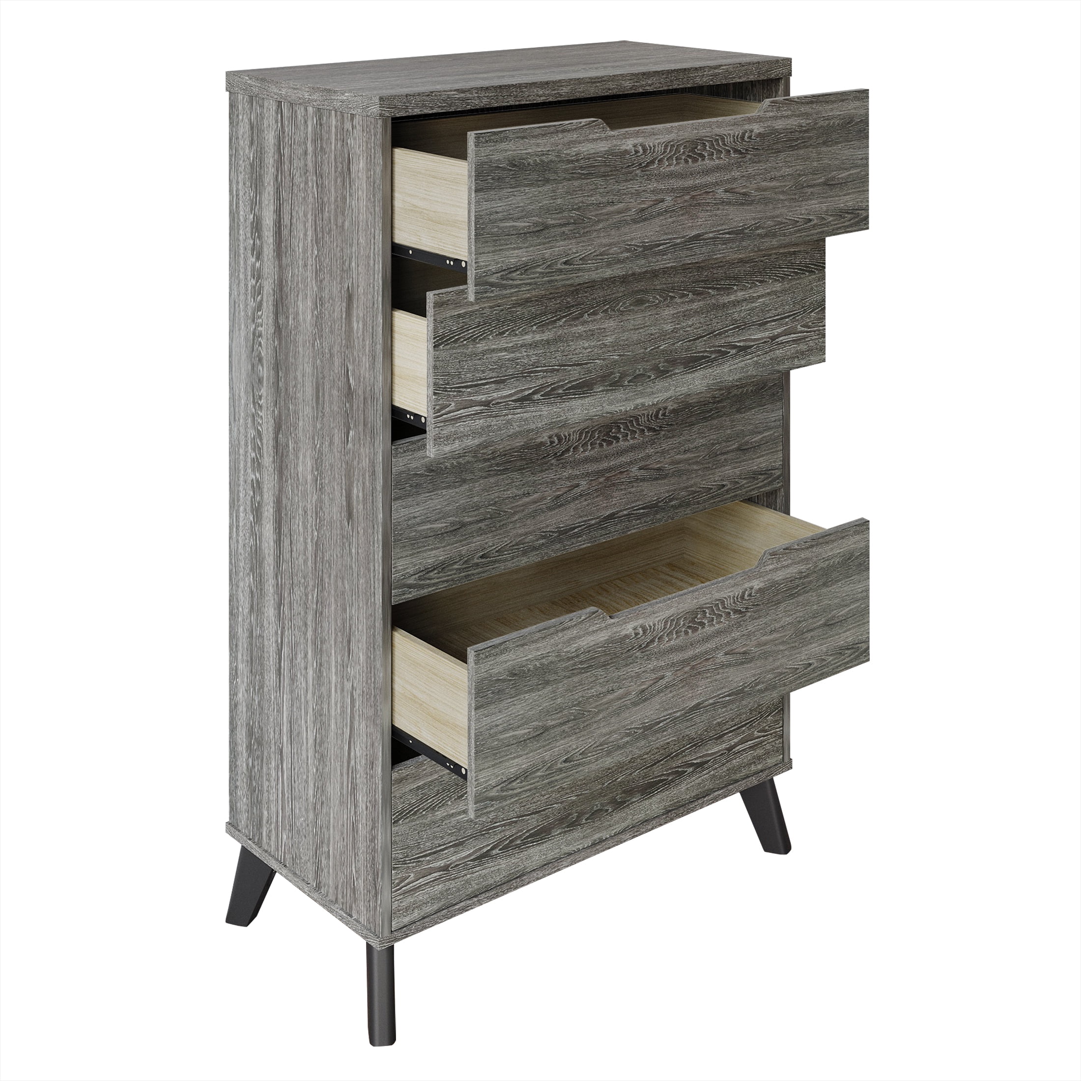Castle Place Modern 5-Drawers Wooden Dresser, Dark Grey