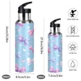 thumbnail image 2 of 600ML Transparent Sports Water Bottle with Handle & Straw Portable Water Bottle for Outdoor Camping Gym Pink and Purple Bows, 2 of 7