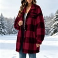 thumbnail image 5 of Womens Fleece Jacket Button Down Plaid Flannel Outerwear with Pockets Collar Warm Coat for Winter Weekend Wear Casual Fall Winter Outerwear, 5 of 9