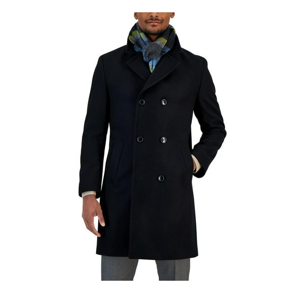Nautica Mens Classic Fit Double Breasted Pea Coat 44L Black Overcoat