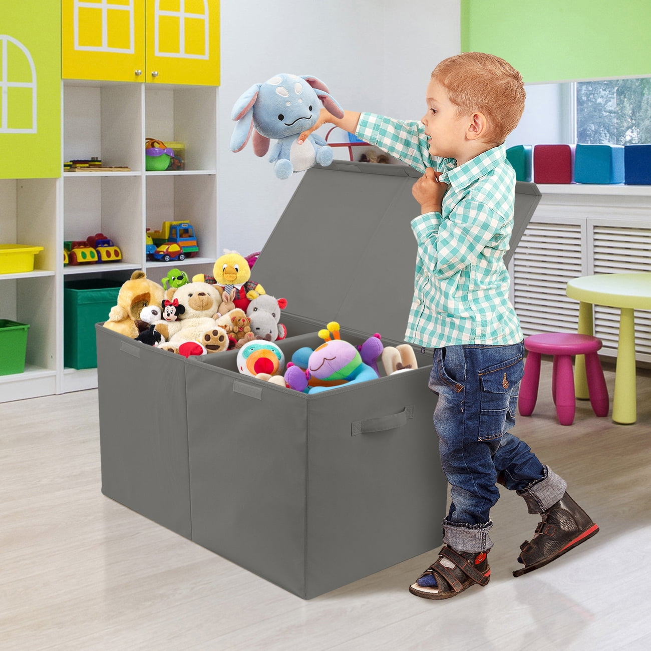Storage Toy Chest Large Girls Bin Box Play Room Detachable Lid Plastic Organizer 