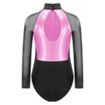thumbnail image 2 of dPois Kids Girls Rhinestone Long Sleeve Gymnastics Leotard Ballet Dance Unitard Bodysuit Dance Suit Pink 16, 2 of 6