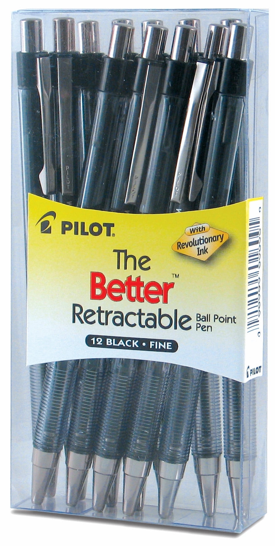 Pilot Better Retractable Ball Point Pen, Fine Point, Black Ink, Box of