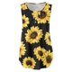 thumbnail image 2 of Gibobby Camiseta sin mangas con estampado de girasol y cuello en V con botón simple informal de verano para mujer(Negro,M), 2 of 3