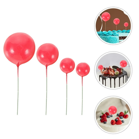 KALLORY 20 Pcs Mini Cake Toppers Red Foam Metal Design for Birthday Party Decorations and Celebration Supplies