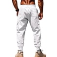 thumbnail image 4 of Mens Fleece Cargo Sweatpants Elastic Waist Cuff Baggy Joggers Drawstring Active Athletic Casual Pants with Pockets, 4 of 5