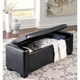 thumbnail image 2 of Ashley Furniture Faux Leather Tufted Storage Bench in Black, 2 of 3