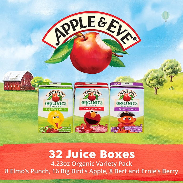 Apple & Eve Sesame Street Organic 100% Juice Variety, 4.23 fl oz, 32 Pack photo 2