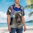 thumbnail image 3 of Kll Men'S Hawaiian Shirt Short Sleeve Button Down Beach Shirts-Astronaut In Outer Space, 3 of 7