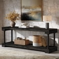 thumbnail image 3 of Finmind Solid Wood TV Stand for 75-inch TV, 63" Entertainment Center with Storage Shelf, Industrial Media Console Table for Bedroom, Black, 3 of 8