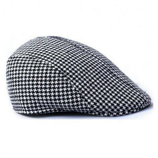 3 Gorros Planos de Algodón con Dientes de Sabueso, Color Café Y Caqui, Talla única 3 piezas